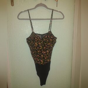 Floral Black Women's Bodysuit